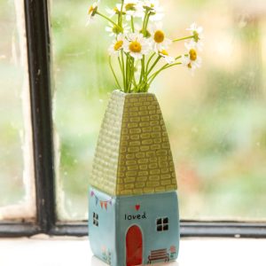 Cottage Bud Vases Set - Create a Cozy Windowsill Village | Miniature Flower Vases for Single Stems