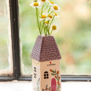 Coffee Cottage Bud Vase: Enchanting Single Stem Vase for Cozy Home Decor
