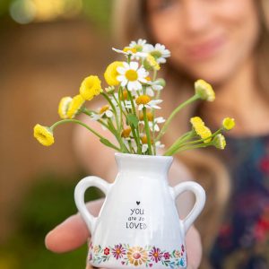 Handcrafted 'You Are So Loved' Bud Vase – Romantic Gift for Her | Ceramic Artisan Vase with Engraved Message