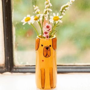 Adorable Dog Bud Vase – Handcrafted Ceramic Flower Holder for Pet Lovers | Cute Desk Decor