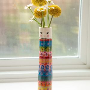 Handcrafted Lady Figurine Bud Vase with Fresh Flower | Unique Heartfelt Gift for Her