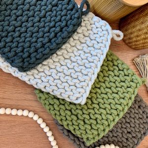 Handmade 8-Inch Cotton Crochet Pot Holders – Heat Resistant Kitchen Trivets & Hot Pads