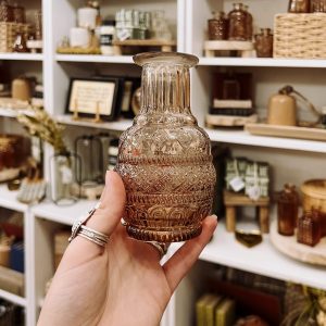 Handcrafted Vintage Amber Glass Bud Vase – Unique 3" to 6" Accent for Home Decor