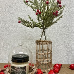 Handcrafted Willow Wrapped Glass Vase - Rustic Farmhouse Centerpiece for Fresh & Faux Flowers