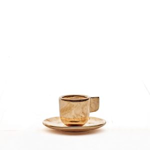 Handcrafted Solid Bronze Espresso Cup & Saucer – Heirloom Italian Coffee Set