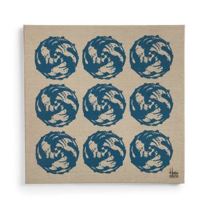 Artisan Blue Linen Screen Print – Tile-Inspired Wall Decor for Modern Interiors